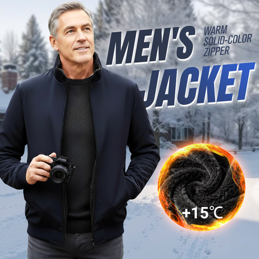 🔥 LAST DAY PROMOTION - 50%OFF 🔥Men's Solid Color Zip Up Warm Jacket -💪Anti-wrinkle, windproof, rainproof and snowproof!