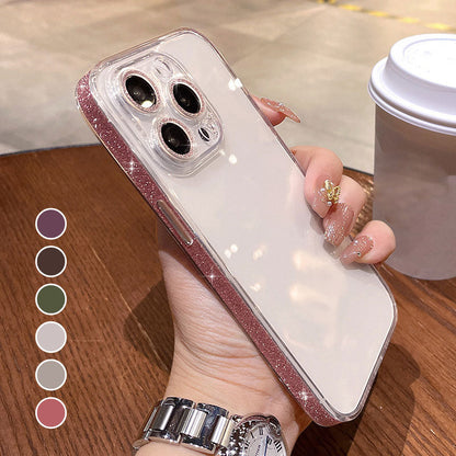 Glossy transparent iPhone case with side camera protection