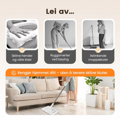 🧹 Engangsstøvmopp med 4 gjenbrukbare kluter