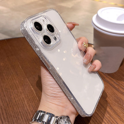 Glossy transparent iPhone case with side camera protection