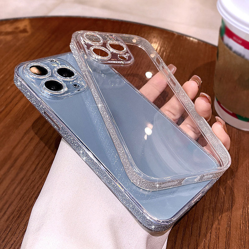 Glossy transparent iPhone case with side camera protection