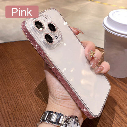 Glossy transparent iPhone case with side camera protection