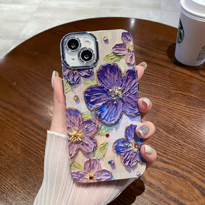 💥Limited time 50% off🔥Oil Painting Flower iPhone Case with Lens Protector Film