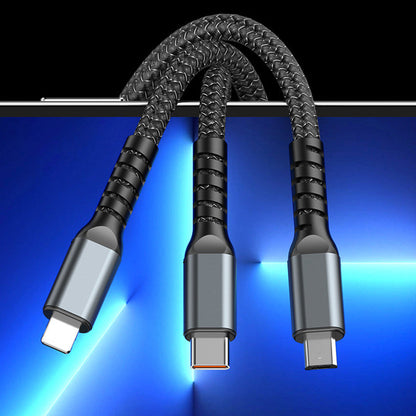 💥Limited time 80% off🔥⚡Transparent Luminous 3-in-1 Super Fast Charging Cable