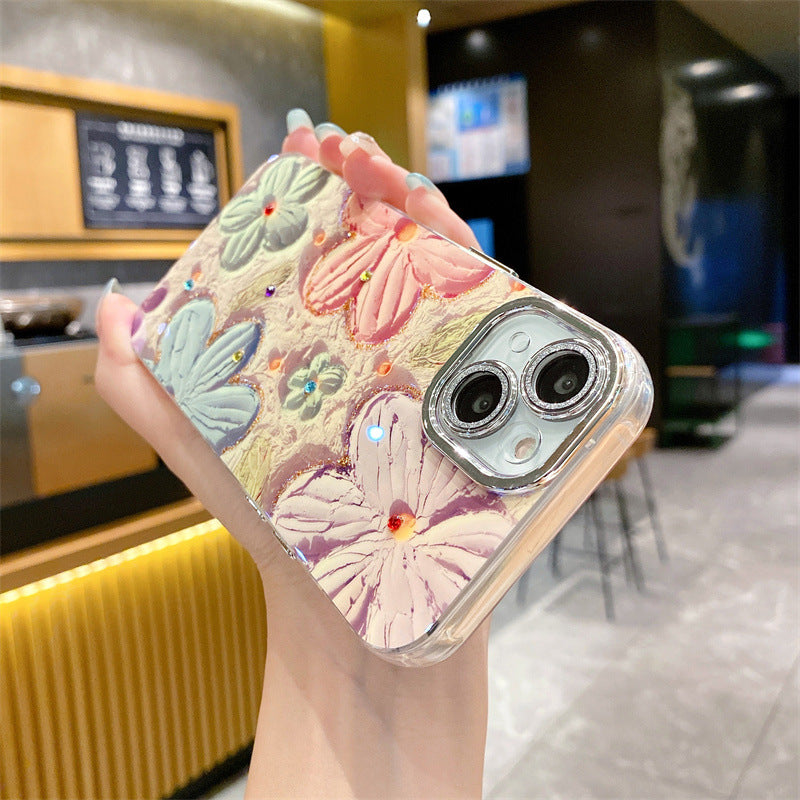 💥Limited time 50% off🔥Oil Painting Flower iPhone Case with Lens Protector Film