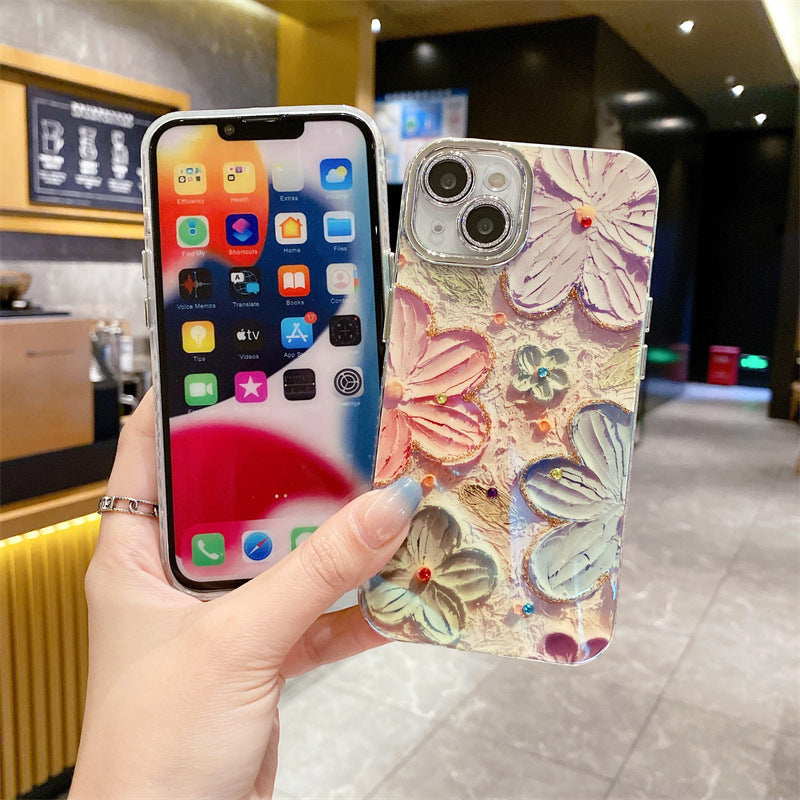 💥Limited time 50% off🔥Oil Painting Flower iPhone Case with Lens Protector Film