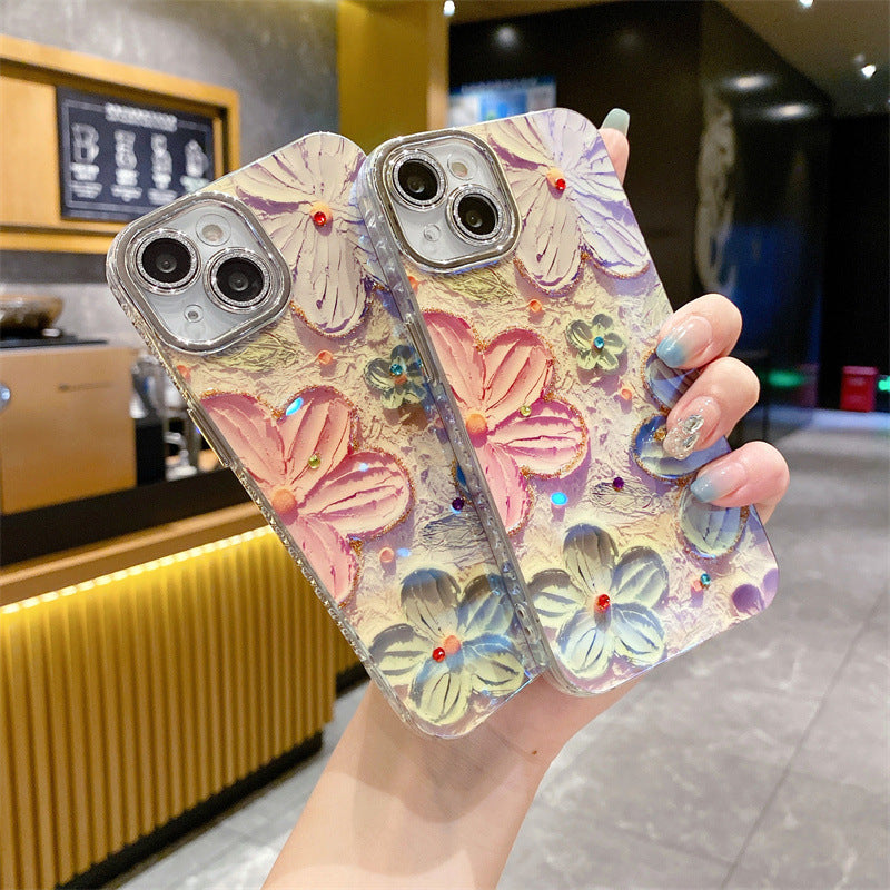 💥Limited time 50% off🔥Oil Painting Flower iPhone Case with Lens Protector Film