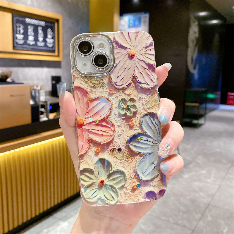 💥Limited time 50% off🔥Oil Painting Flower iPhone Case with Lens Protector Film