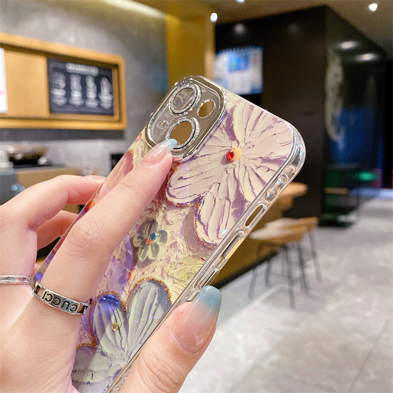 💥Limited time 50% off🔥Oil Painting Flower iPhone Case with Lens Protector Film