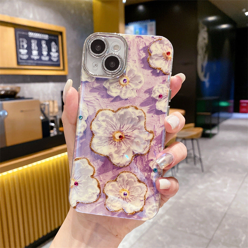 💥Limited time 50% off🔥Oil Painting Flower iPhone Case with Lens Protector Film