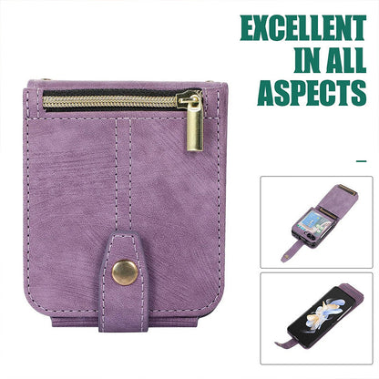 Zipper Card Holder Leather Phone Case for Samsung Z FLIP 3/4/5