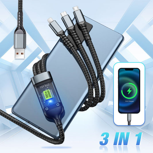 💥🎅Limited Holiday Sales - 50% OFF🔥Transparent Luminous 3-in-1 Super Fast Charging Cable