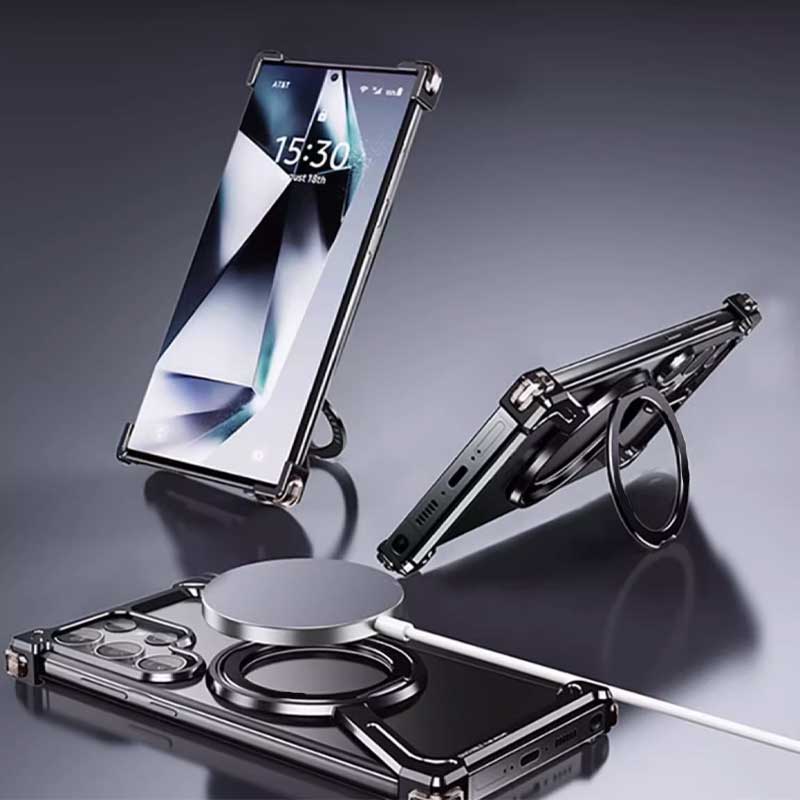 Frameless Hollow Z-shaped Case with Magnetic Ring for Samsung S24