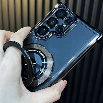 Transparent Anti-Drop Phone Case with Rotating Stand for Galaxy Series