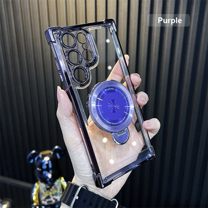 Transparent Anti-Drop Phone Case with Rotating Stand for Galaxy Series