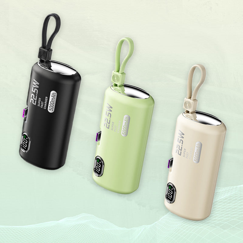 Limited time discount 22.5W Portable Charger with Built-In Cables