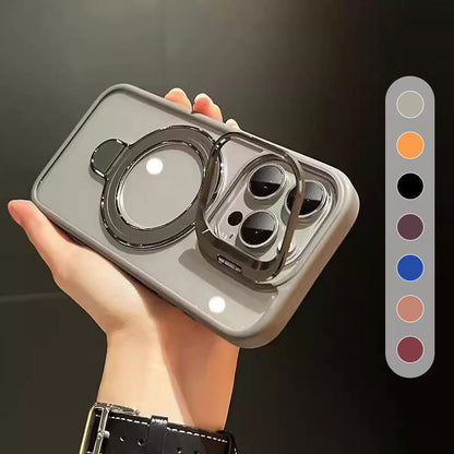 Magnetic Phone Case with Hidden Brackets & Lens Films for iPhone