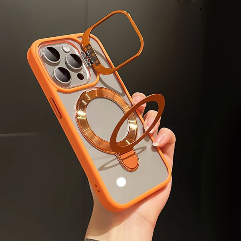 Magnetic Phone Case with Hidden Brackets & Lens Films for iPhone