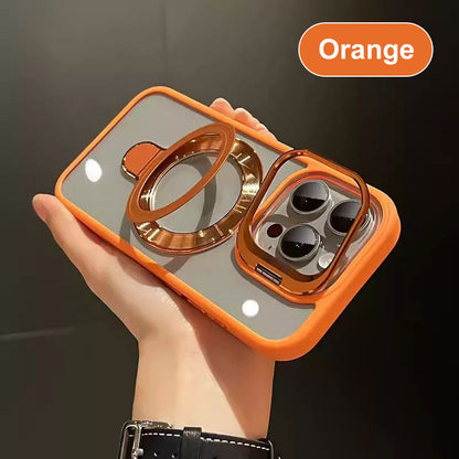 Magnetic Phone Case with Hidden Brackets & Lens Films for iPhone