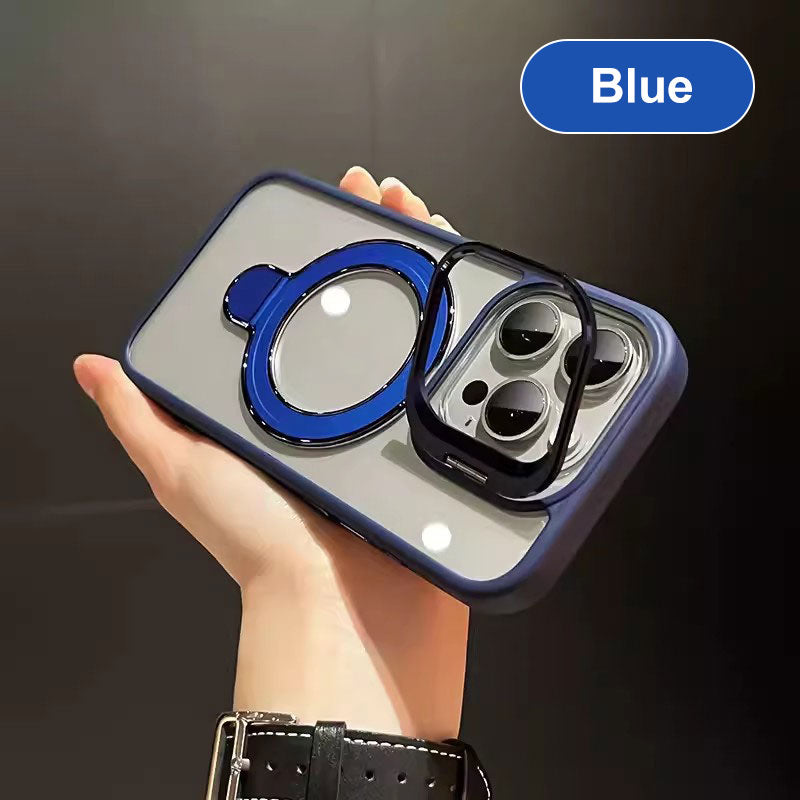 Magnetic Phone Case with Hidden Brackets & Lens Films for iPhone