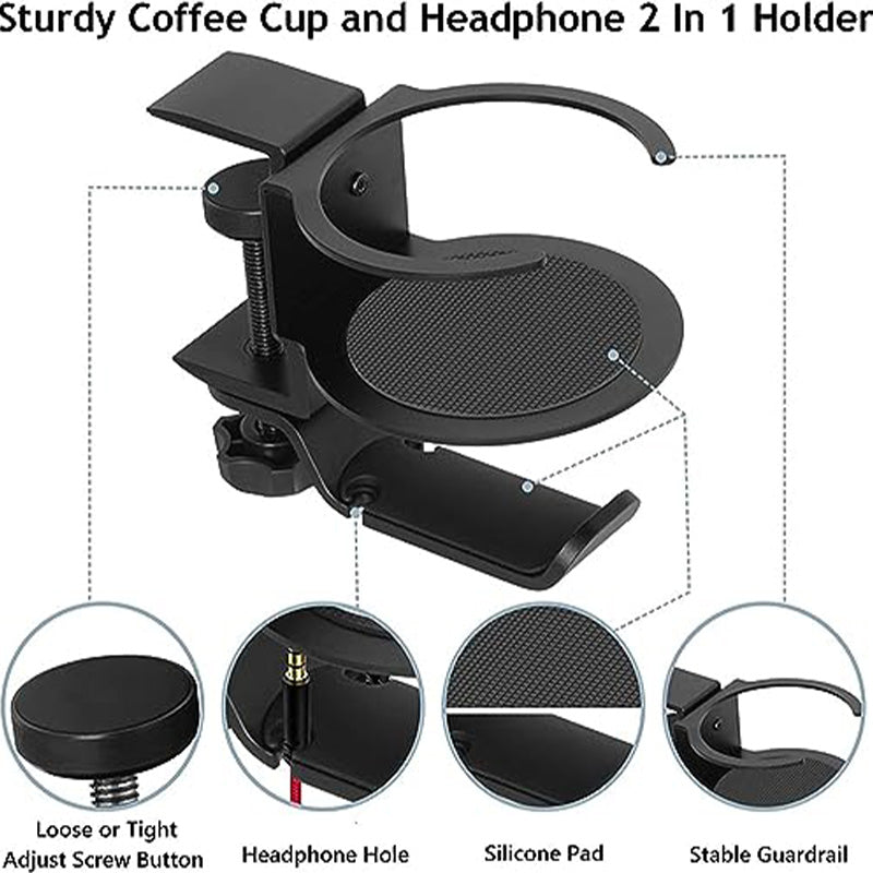 🎅Christmas -Sale🎁2 in 1 Desk Cup Holder with Headphone Hanger