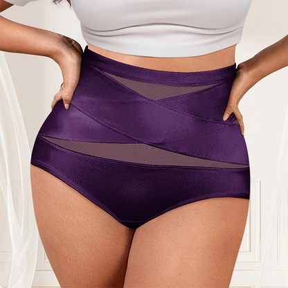🌸  Plus-størrelse, høyt liv, mageformende truse med kryssmønster