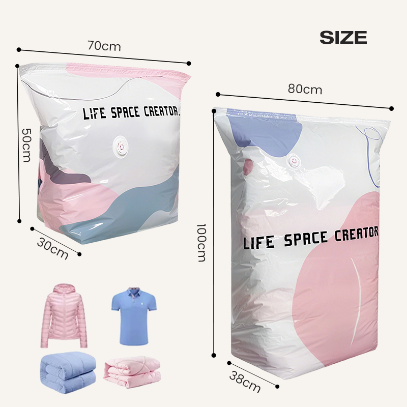 🌸 SISTE DAG – KJØP 2 FÅ 1 GRATIS! 💗 3D-vakuumposer uten pumpe – Plassbesparende gjenbrukbare tetningsposer til sengetøy og klær – Sparer opptil 80 % plass ✨