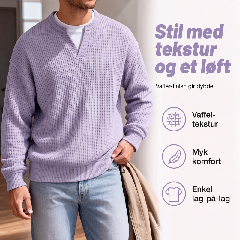 Lagdelt komfortabel vaffel-genser
